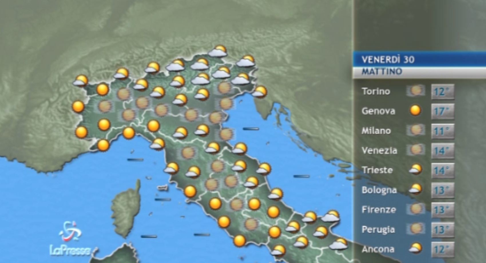 Meteo, le previsioni di venerdì 30 ottobre