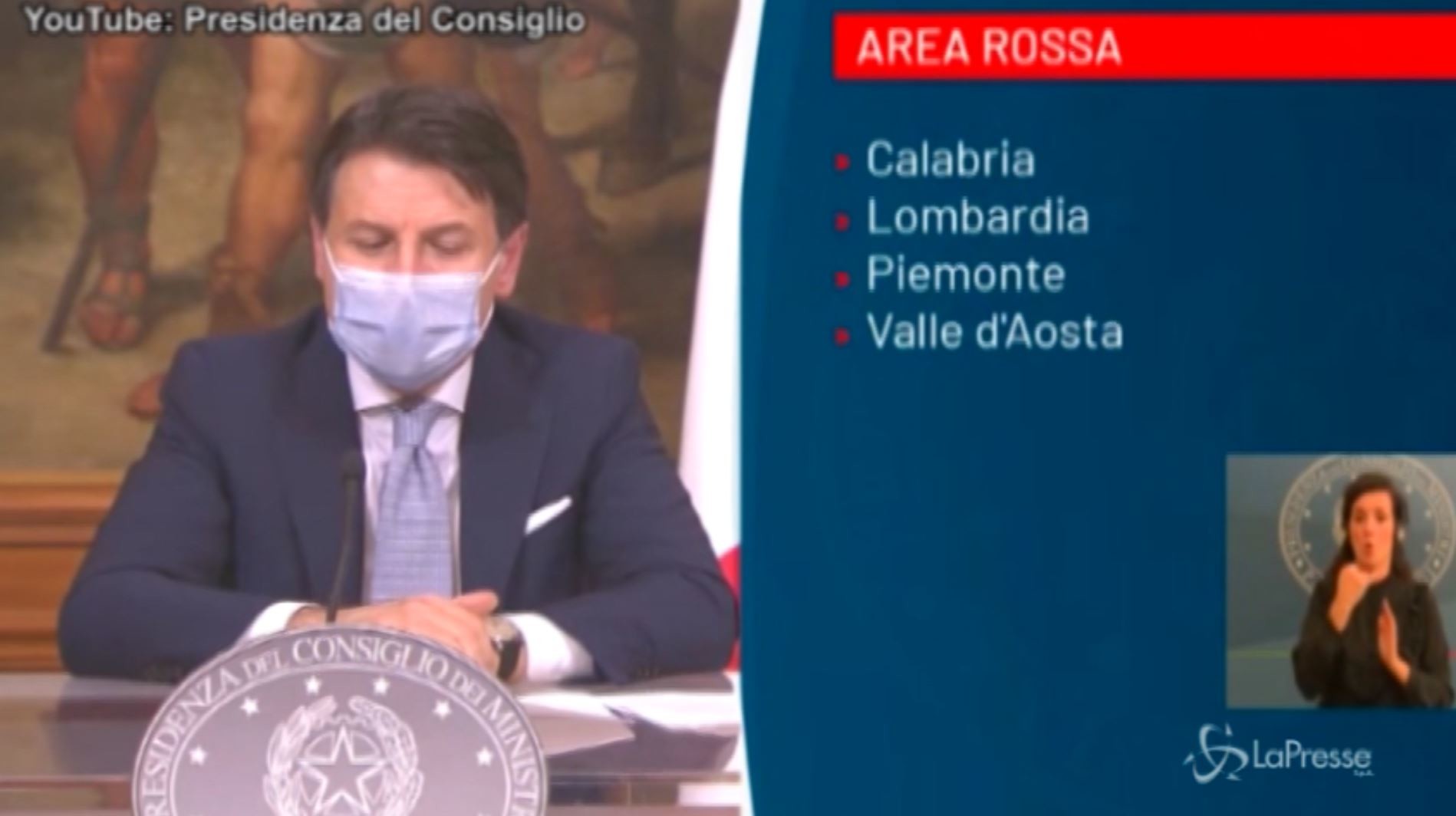 Nuovo DPCM, Conte: “Calabria, Lombardia, Piemonte e Valle d’Aosta in zona rossa”