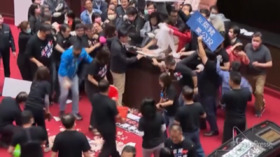 Taiwan, rissa in Parlamento: lanciate interiora di maiale