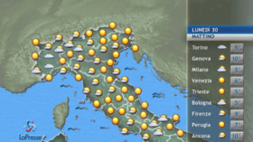 Il tempo previsto per lunedì 30 novembre