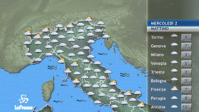 Il tempo previsto per mercoledì 2 dicembre