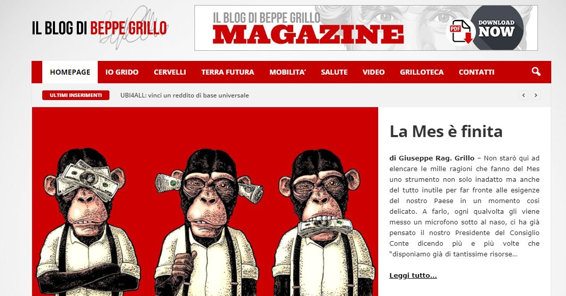 Mes, Beppe Grillo: “Strumento inadatto e inutile per esigenze Paese”