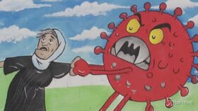 Gaza, la speranza per un 2021 migliore nel murale anti-Coronavirus