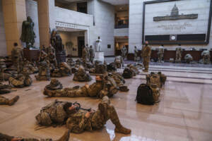 The U.S National guard troops protect Capitol Hill