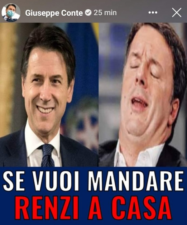 Governo, storia Fb di Conte: “Se vuoi mandare a casa Renzi iscriviti a un gruppo”