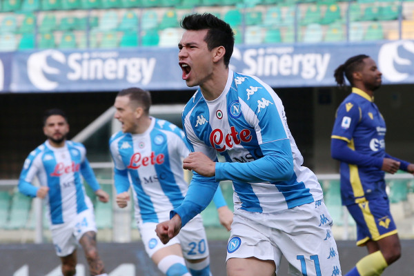 Lozano Hirving esultanza, Hellas Verona vs Napoli - Serie A TIM 2020/2021