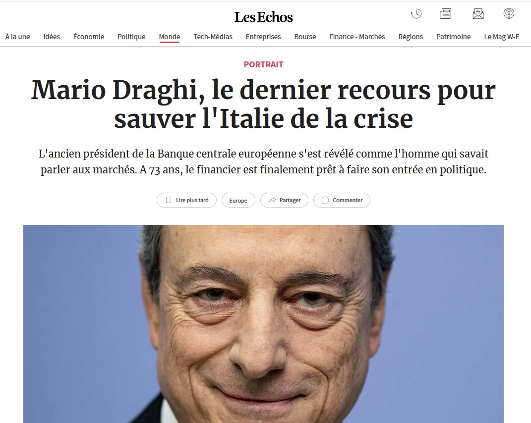 Crisi, ‘Super Mario’ chiamato a salvare l’Italia: le reazioni della stampa internazionale