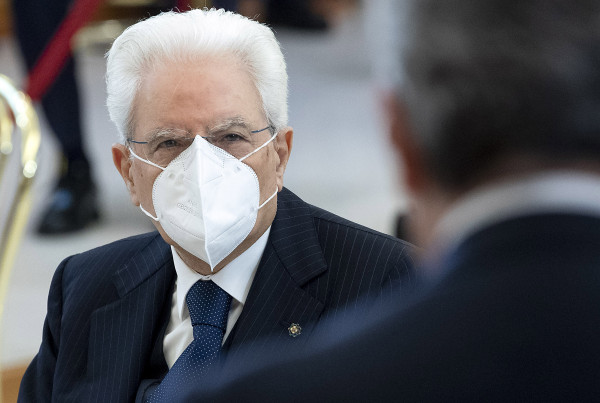Il Presidente della Repubblica Sergio Mattarella in occasione dell'intervento del Presidente del Consiglio Mario Draghi