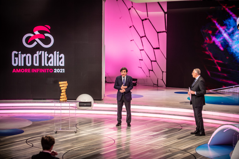 Urbano Cairo, Antonello Orlando, presentazione Giro d'Italia 2021