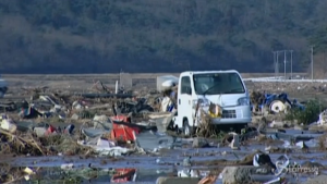 Tsunami che sconvolge Fukushima