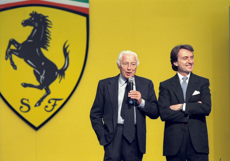 GGIOVANNI AGNELLI E LUCA CORDERO DI MONTEZEMOLO PRESIDENTE DELLA FERRARI