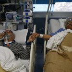 Rosina e Giuseppe , marito e moglie si incontrano durante il ricovero