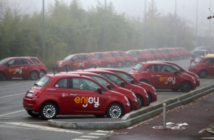 Milano, auto Enjoy posteggiate davanti al Centro Sportivo Saini
