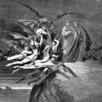 Dante viene protetto da Virgilio dal danno dei demoni