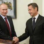 Vladimir Putin, incontra il presidente francese Nicolas Sarkozy a Mosca