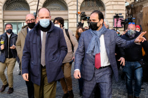 il segretario PD Enrico Letta e Andrea Marcucci