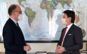 PD, Incontro tra il segretario del PD Enrico Letta e Giuseppe Conte