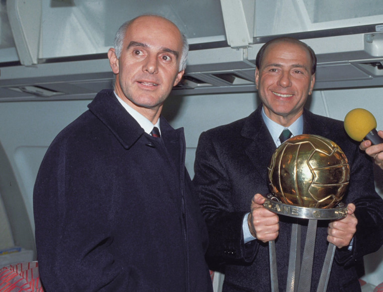 Silvio Berlusconi e l' allenatore Arrigo Sacchi