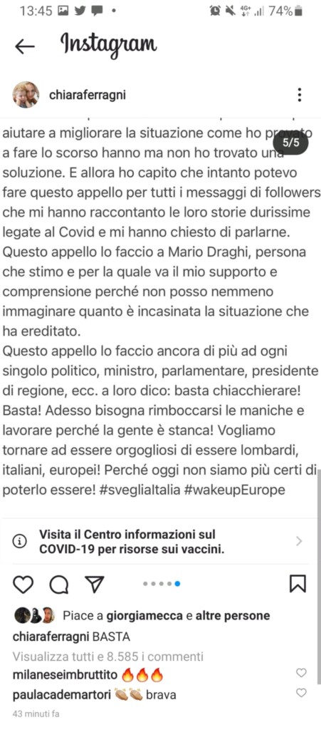 Galleria foto 'Ferragni: “Nonna di Fedez farà il vaccino solo perché lo ho denunciato nelle stories, Basta chiacchiere!”' - foto 6