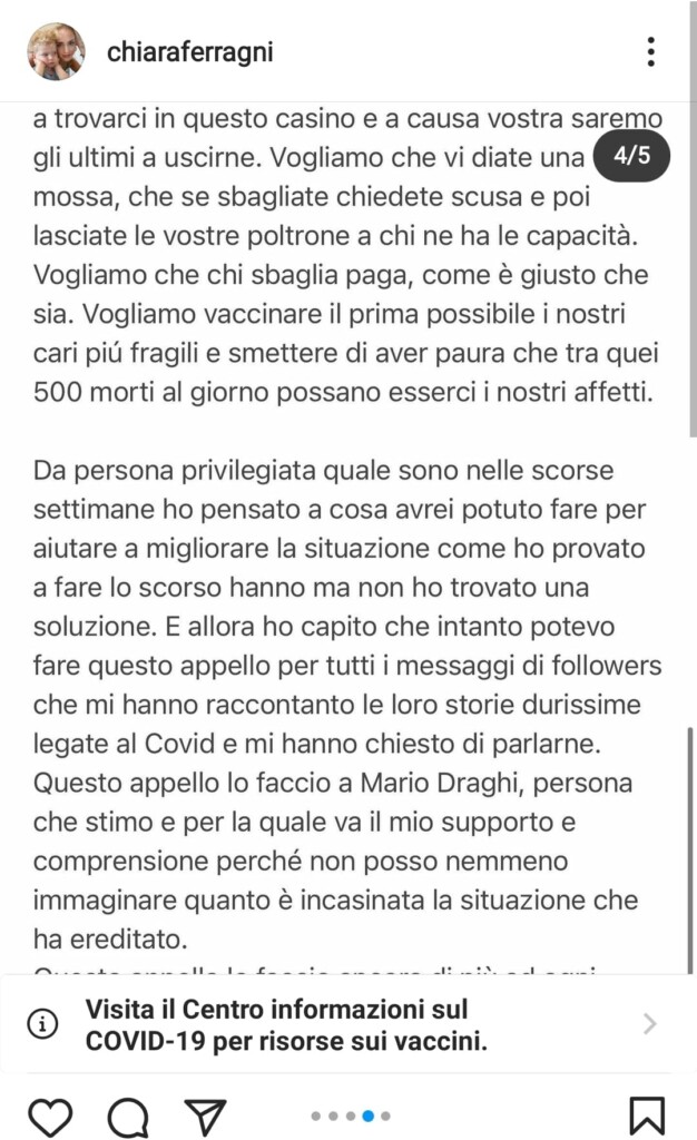 Galleria foto 'Ferragni: “Nonna di Fedez farà il vaccino solo perché lo ho denunciato nelle stories, Basta chiacchiere!”' - foto 5