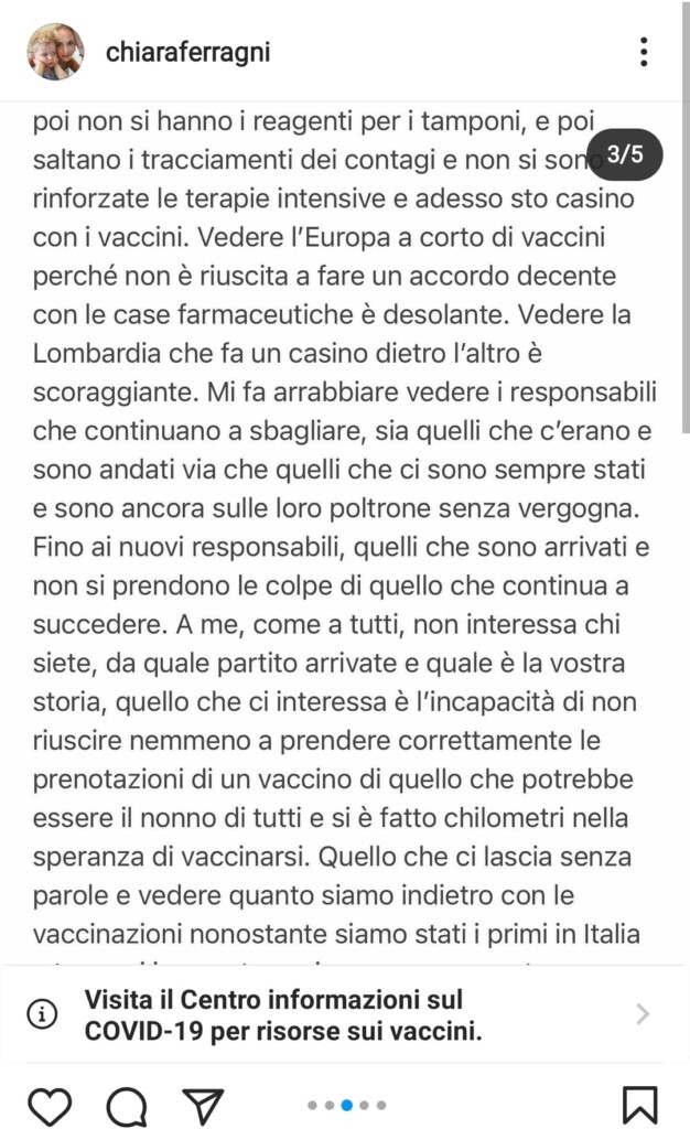 Galleria foto 'Ferragni: “Nonna di Fedez farà il vaccino solo perché lo ho denunciato nelle stories, Basta chiacchiere!”' - foto 4