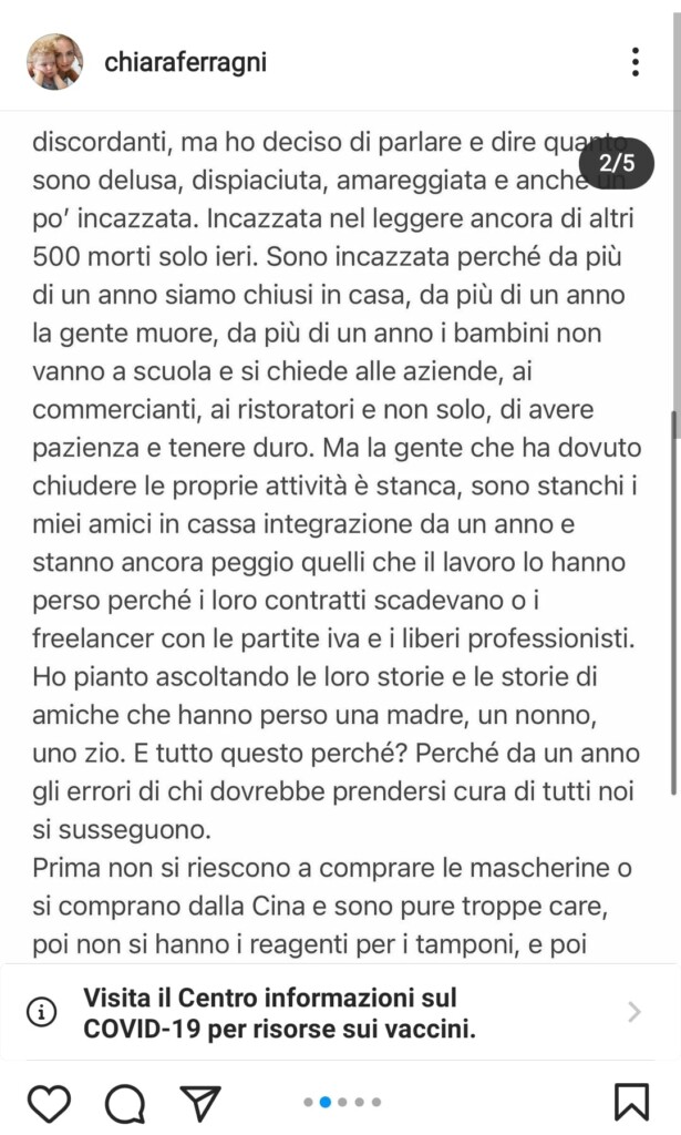 Galleria foto 'Ferragni: “Nonna di Fedez farà il vaccino solo perché lo ho denunciato nelle stories, Basta chiacchiere!”' - foto 3