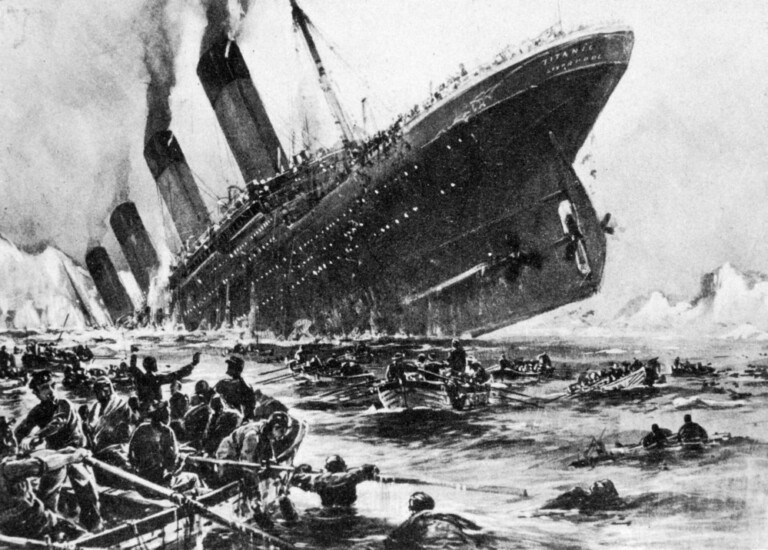 Illustrazione storica dell'affondamento della SS TITANIC