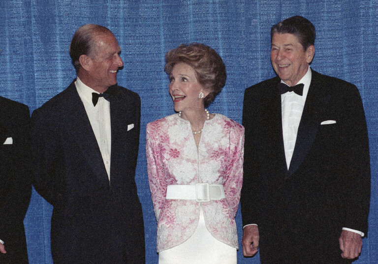 Filippo Duca di Edimburgo con Ronald Reagan e Nancy Reagan