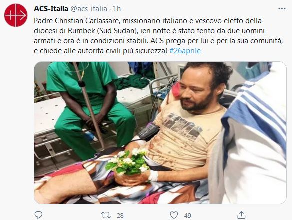 agguato a vescovo italiano: ferito ma fuori pericolo