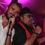 Umberto Smaila con il figlio Rudy durante unesibizione al Twiga di Forte dei marmi