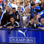 La squadra del Leicester City sull'autobus