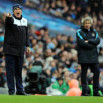 Leicester City- l'allenatore Claudio Ranieri a bordo campo.