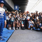 Il pilota Ayrton Senna in Brasile al Gran Premio del 1994.