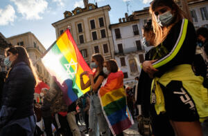 Manifestazione a favore della legge sull'omotransfobia