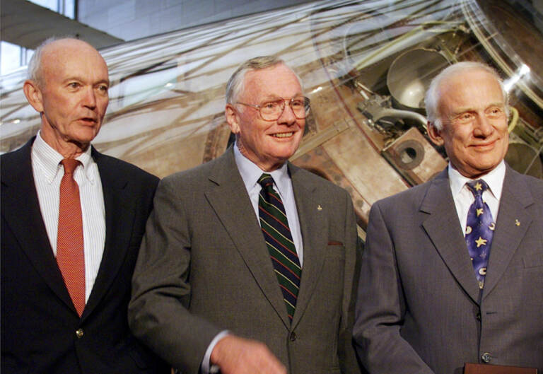 Michael Collins, Neil Armstrong e Edwin Aldrin.
