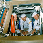 Equipaggio della missione Apollo 11 sulla Luna.