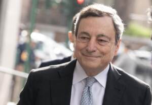 Presidente Mario Draghi arriva all'Auditoriun della conciliazione