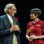 Franco Battiato con l'astronauta Samantha Cristoforetti