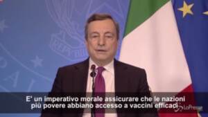 Covid, Draghi: “I vaccini ai Paesi Poveri è un imperativo morale”