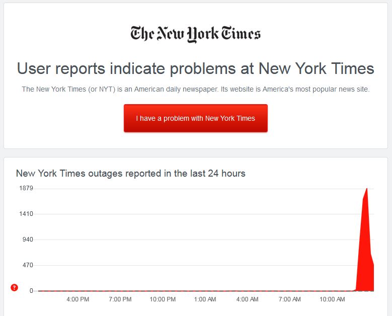 Siti di media e big company in blackout: da New York Times e Cnn, ad Amazon e Twitch. Ora di nuovo raggiungibili Siti di media e big company in blackout: da New York Times e Cnn, ad Amazon e Twitch. Ora di nuovo raggiungibili
