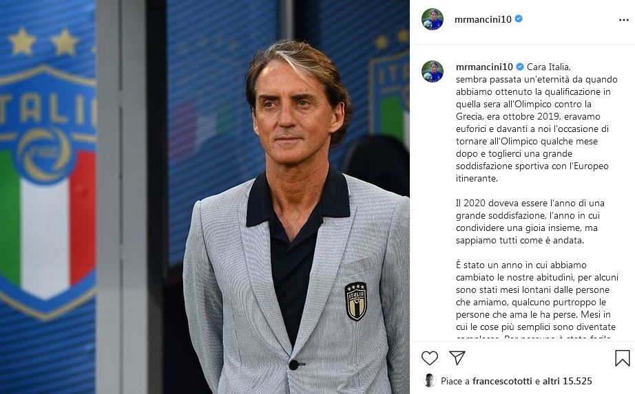 La lettera di Mancini agli italiani: “Onoreremo ogni minuto”