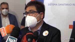 D'Amato intervistato all'hub vaccinale Acea di Roma