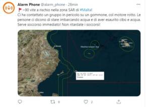 Migranti, Alarm Phone: 90 alla deriva a largo della Libia