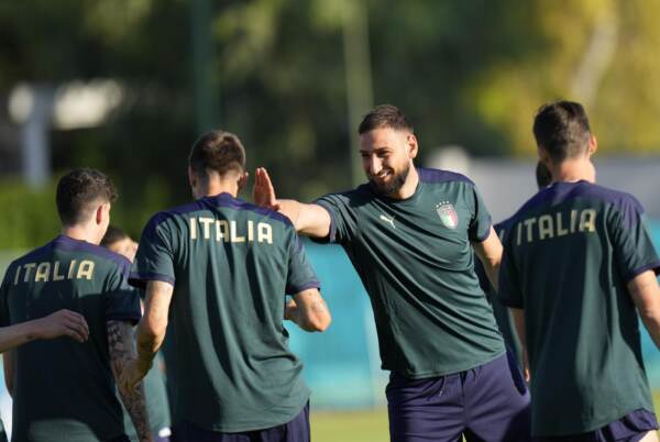 Euro 2020, sessione di allenamento della nazionale di calcio dell'Italia