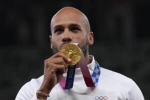 Tokyo 2020, premiazione degli ori olimpici italiani Marcell Jacobs e Gianmarco Tamberi