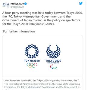 Tokyo 2021: les Jeux paralympiques auront lieu à huis clos (Comité)