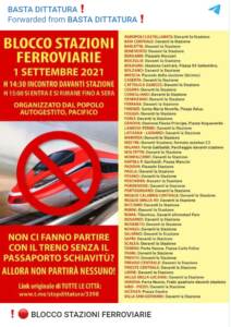 I “No Green pass” pronti al blocco delle stazioni ferroviarie