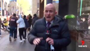 Melbourne: proteste no vax, giornalista colpito da una lattina mentre è in onda