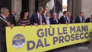 Flash mob di Fratelli d’Italia davanti al Senato per la difesa del Prosecco