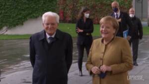 Berlino, Mattarella incontra la cancelliera uscente Angela Merkel